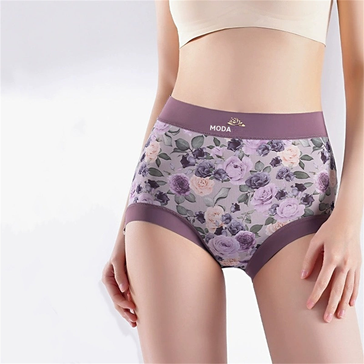 🌸【6 kosov】Udobno žensko spodnje perilo iz potiskanega bombaža, ki zategne trebuh in dvigne boke.