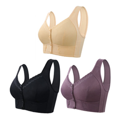 (3 kosov)💕🎁【45kg-155kg】Velik zračen nedrček iz mehkega bombaža z gumbi spredaj