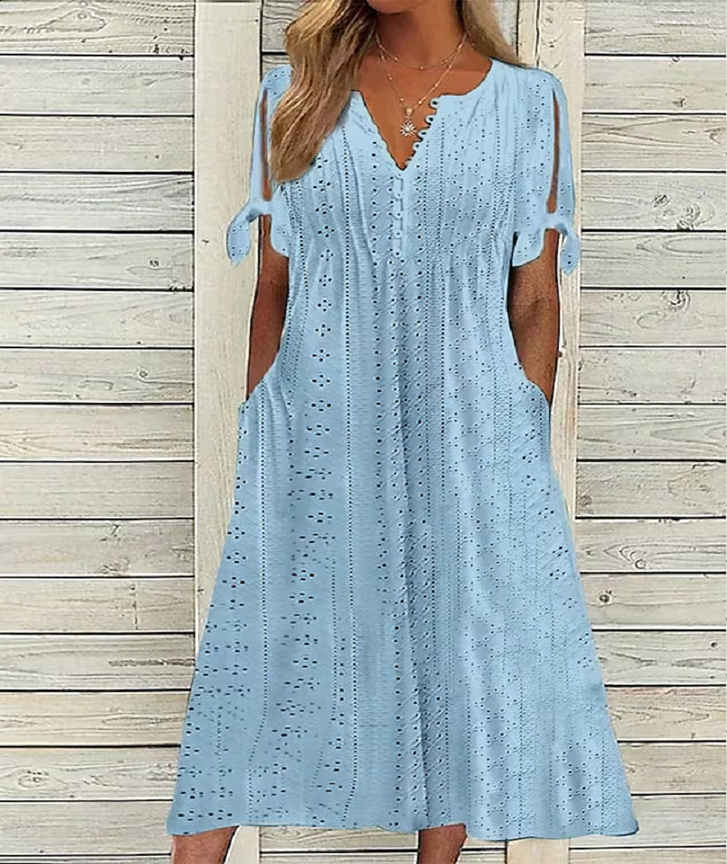 【S-3XL】 Preprosta nova ženska poletna bombažna in lanena obleka, udobna in zračna tkanina