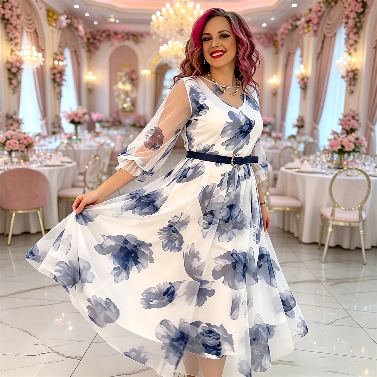 🌸💥【S-5XL】Nowa elegancka sukienka z nadrukiem