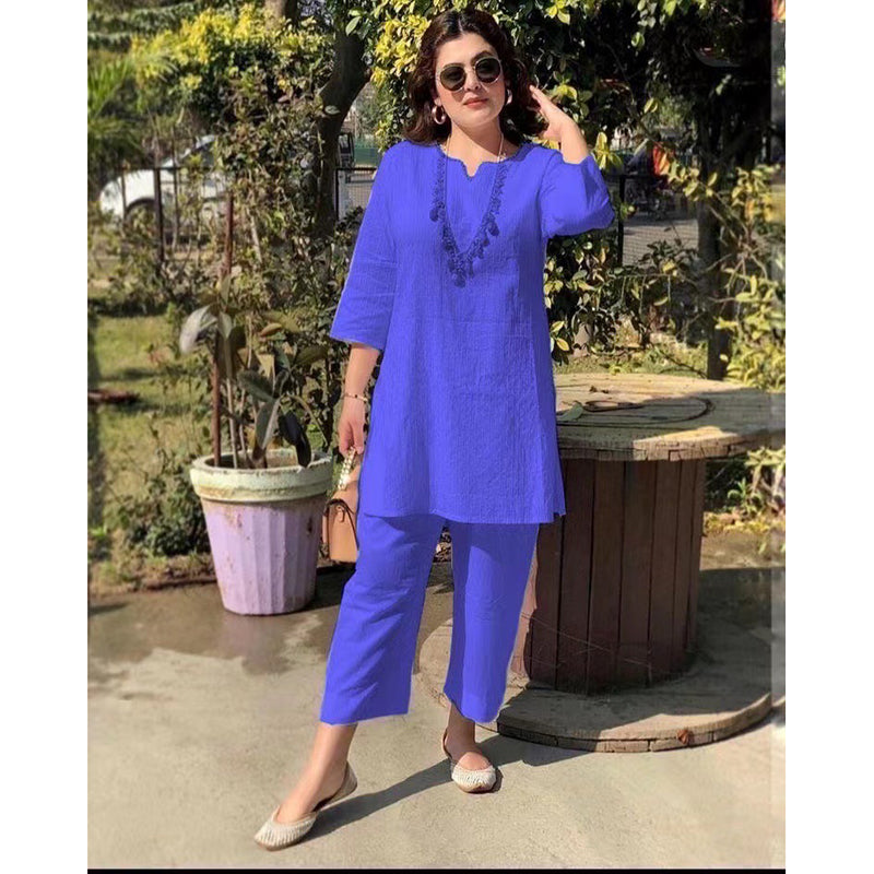 š„šNova poletna modna enobarvna obleka z dolgimi rokavi in etniÄnim slogom, dvodelna obleka