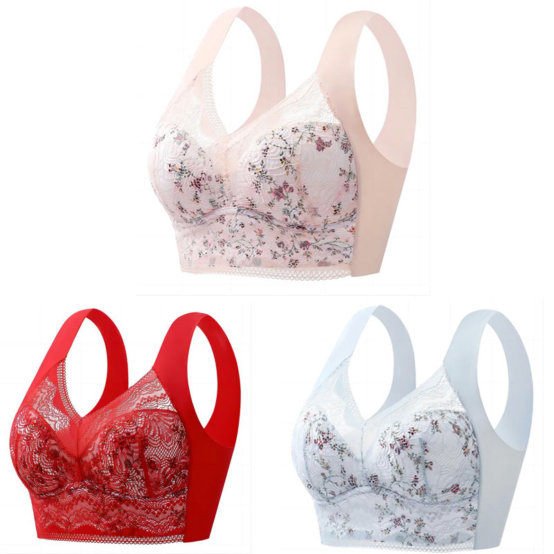 【Paket 3 kosov】💕🎁Brezšivni modrček iz ledene svile, velik, zračen in nastavljiv 【40 kg–100 kg】