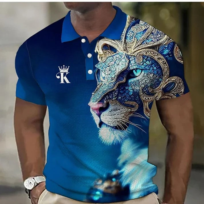 🦁 Moška polo majica s 3D potiskom levov