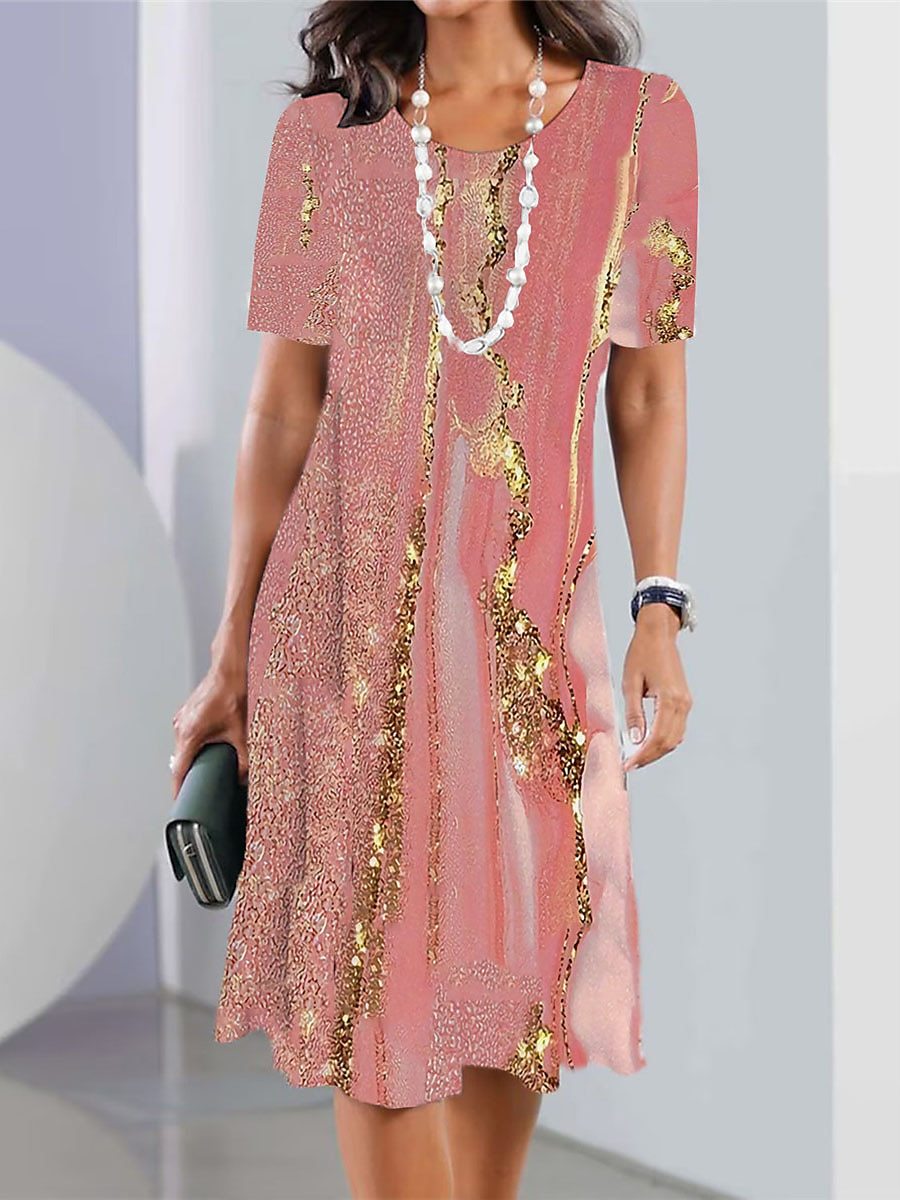 👗【XS-5XL】2024 Seksi obleka z okroglim izrezom in potiskom za ženske