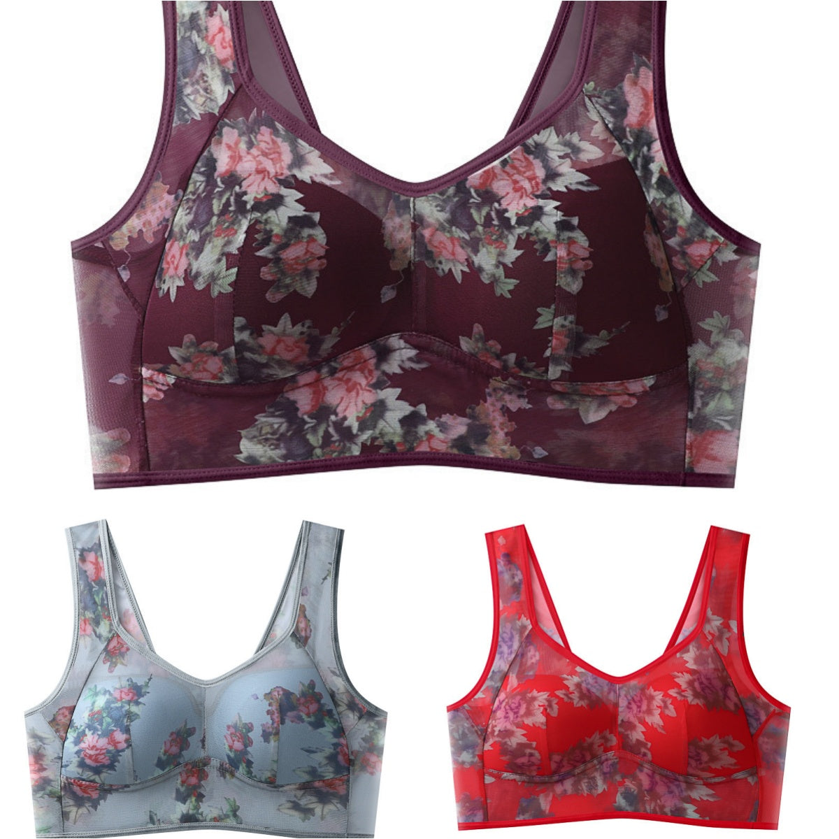 💥【Paket 3】Visokokakovosten nedrček push up, hladen in udoben modrček iz ledene svile