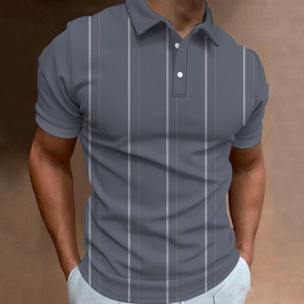 【S-5XL】2024 Moška črtasta majica s kratkimi rokavi, modna polo majica s potiskom