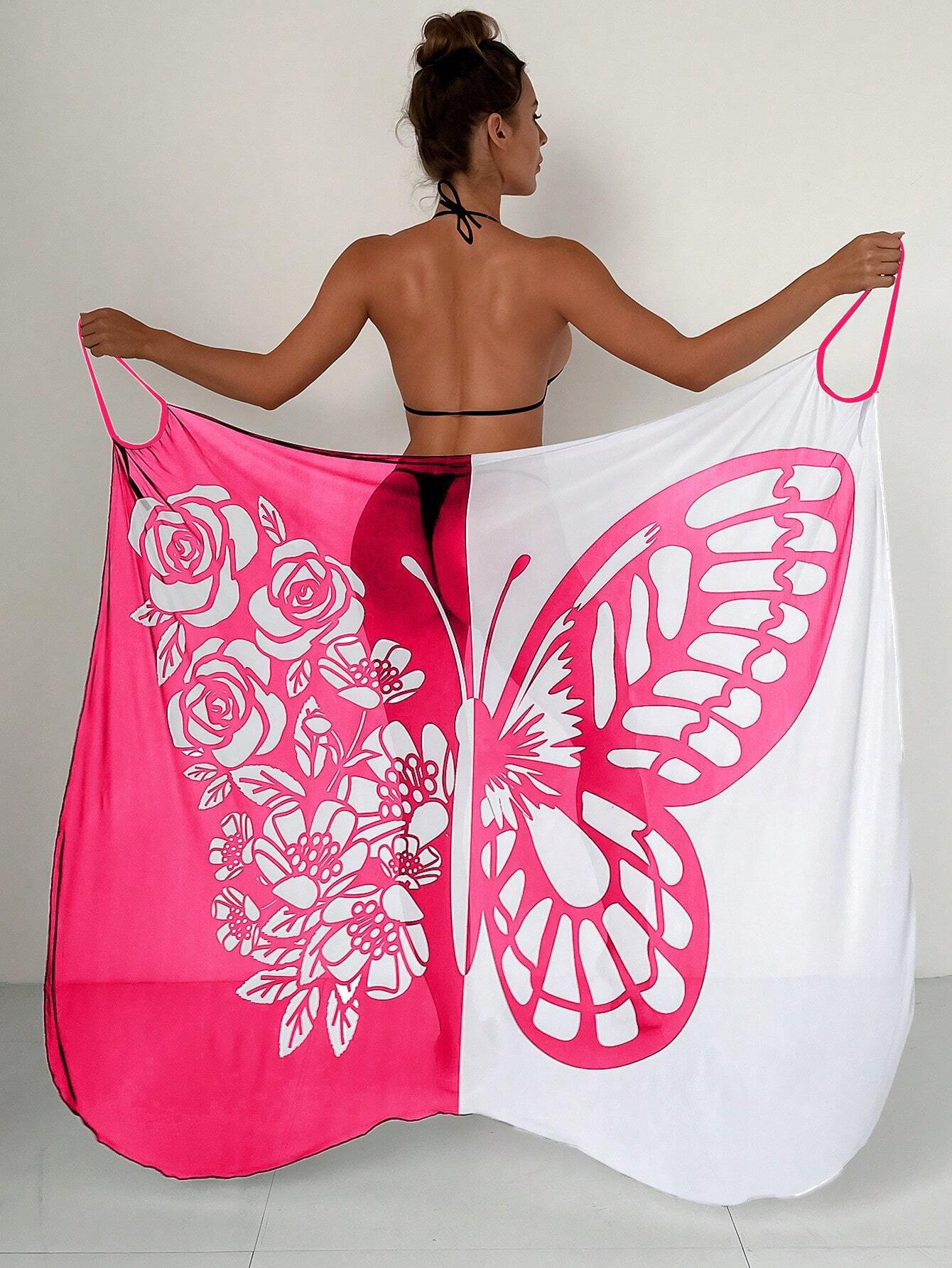 ✨【Nowy produkt ze zniżką】🦋🦋Nowe damskie szyfonowe narzutki przeciwsłoneczne z nadrukiem motyli na plażę 2026