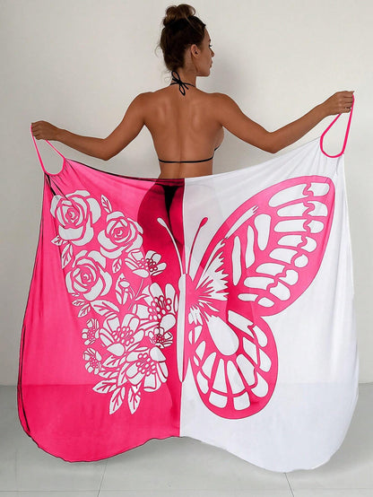 ✨【Nowy produkt ze zniżką】🦋🦋Nowe damskie szyfonowe narzutki przeciwsłoneczne z nadrukiem motyli na plażę 2026