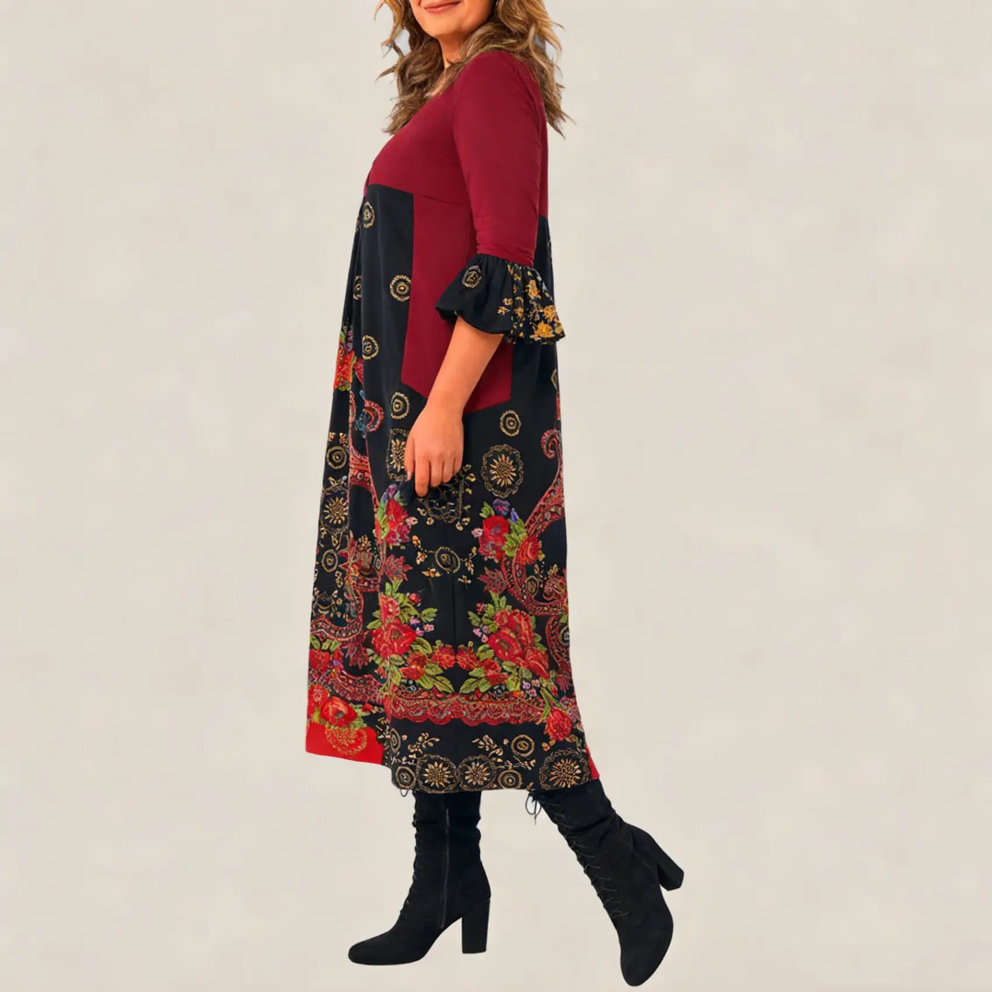 【S-5XL】👗Nowa, jesienna i zimowa sukienka na co dzień z długimi rękawami i nadrukiem w stylu retro