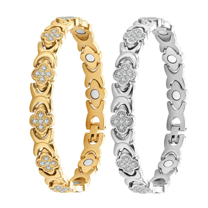 🍀【Kupite 1, dobite 1 gratis】Magnetna zapestnica Clover Diamond - Odkrijte svojo skrivnost za lajšanje stresa in magnetno izboljšanje dobrega počutja