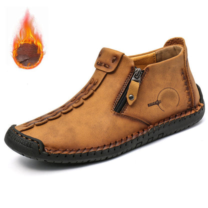 👞💥【38-48 номер】Мъжки зимни обувки с пухена подплата и цип – топли, удобни и модерни за студените дни