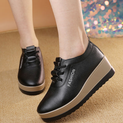 🔥【35-42】Zapatos de piel para mujer con suela gruesa, nueva tendencia de otoño