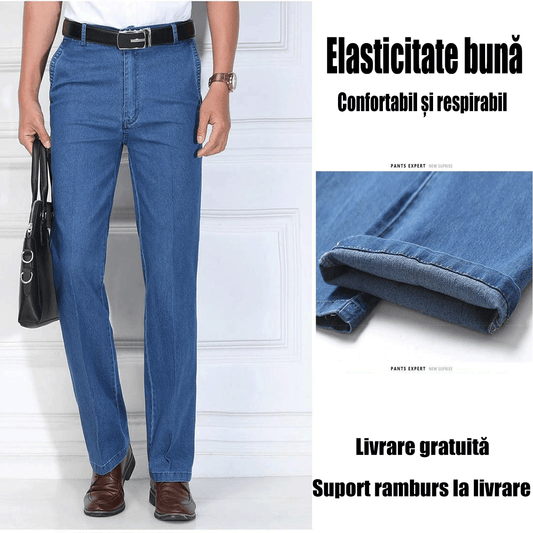 🙋‍♂️👖 Új, rugalmas, lélegző, magas derekú férfi farmernadrág