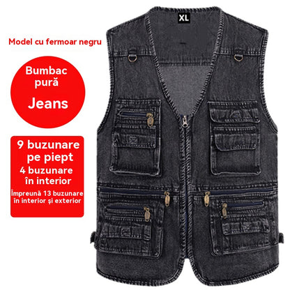 🔥【XL-7XL】2025 Férfi Több Zsebes Farmer Mellény