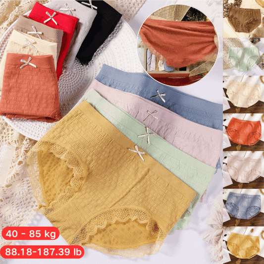 【10 peças】【40-85kg】 Calcinha sexy de renda de algodão antibacteriana de grafeno tamanho grande