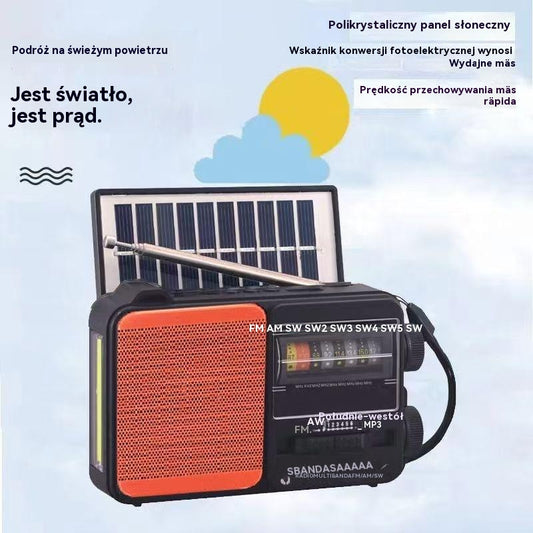 💥🏕️Wielofunkcyjne przenośne radio z latarką awaryjną, radiem AM, twardym dyskiem Bluetooth i wielostrefowym dźwiękiem.