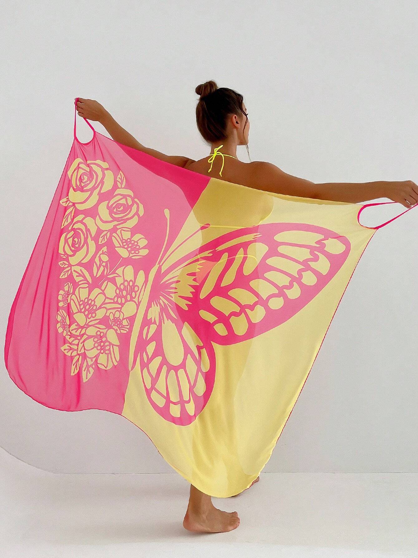 ✨【Nowy produkt ze zniżką】🦋🦋Nowe damskie szyfonowe narzutki przeciwsłoneczne z nadrukiem motyli na plażę 2026