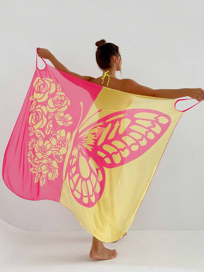 ✨【Nowy produkt ze zniżką】🦋🦋Nowe damskie szyfonowe narzutki przeciwsłoneczne z nadrukiem motyli na plażę 2026