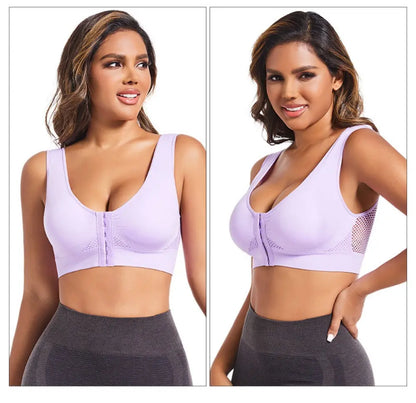 🧘‍♀️👙【Zestaw 3-częściowy】【Rozmiary S–6XL】Biustonosz sportowy zapinany z przodu, bez fiszbin; zapewnia wsparcie i dobre podparcie pleców.