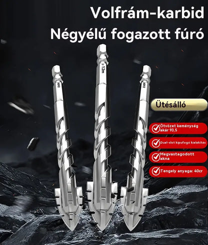 🥇【3+4+5+6+8+10+12+14+16mm】7. generációs szuperkemény volfrám acél excenteres fúrófej recés éllel