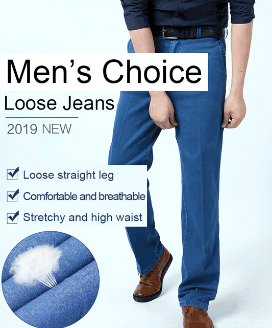 👖👖2025 nove moške raztegljive kavbojke z visokim pasom v velikih velikostih