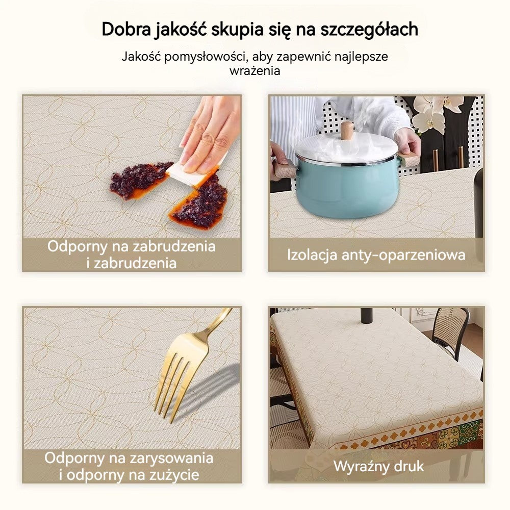 🔥🔥Wodoodporny, olejoodporny, zmywalny, odporny na ciepło obrus z PVC, luksusowy i wysokiej klasy ochraniacz na stolik kawowy.