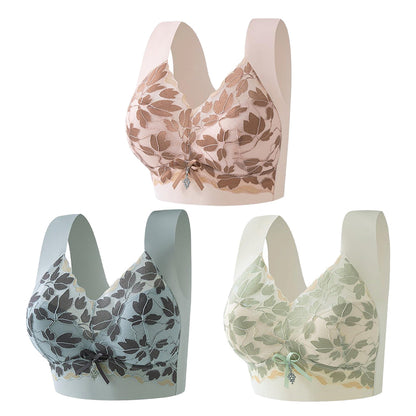 🔥🥰【Tridelni paket】Modrček z čipko za večje velikosti M-4XL, brez jeklenih obročkov, razkošen in lep hrbet, seksi dihajoč brezšivni modrček 【40~100 kg】