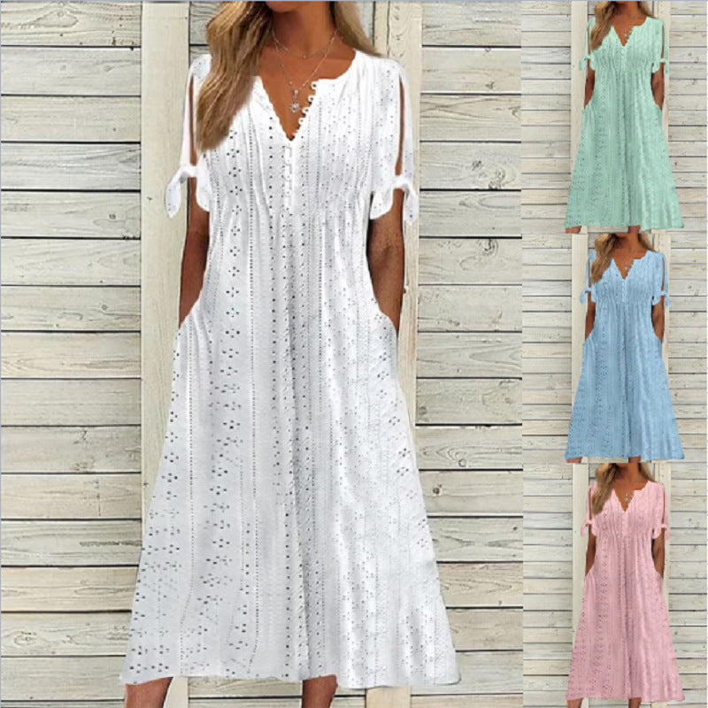 【S-3XL】 Preprosta nova ženska poletna bombažna in lanena obleka, udobna in zračna tkanina