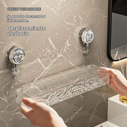 🍽️🧺🔥Kupite enega, enega dobite brezplačno🔥 Stojalo za shranjevanje s priseski brez luknjačev, elegantno valovito stojalo za odtoke, primerno za kuhinjo in kopalnico