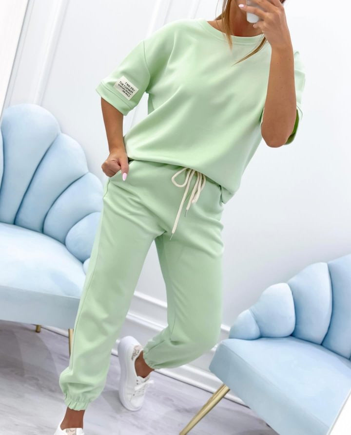 💕【S-5XL】Dámský ležérní set s jednolitým topem a kalhotami