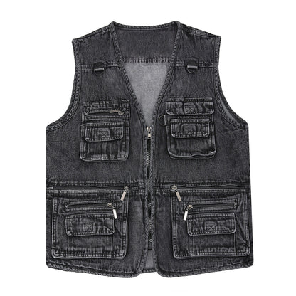 🔥【XL-7XL】2025 Férfi Több Zsebes Farmer Mellény