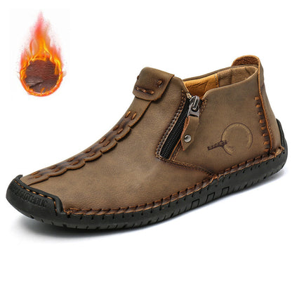 🥾Popolnoma ročno izdelani moški škornji Martens iz pravega usnja (38-48), s puhovo podlogo in zadrgo - topli, udobni in elegantni, primerni za zimo.