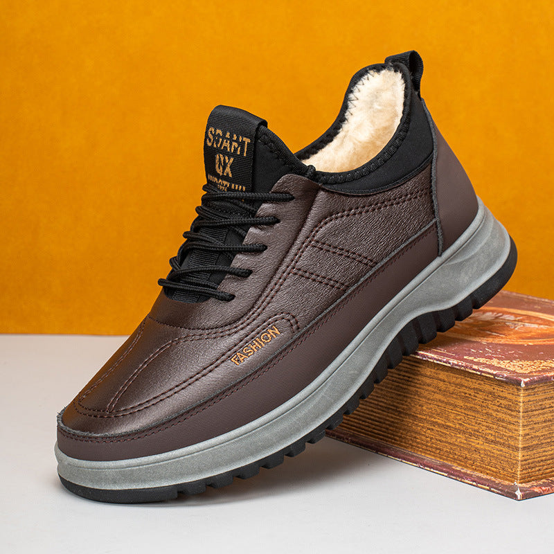 ✨⛄🔥Męskie zimowe trampki z prawdziwej skóry i aksamitu, wodoodporne, z miękką podeszwą