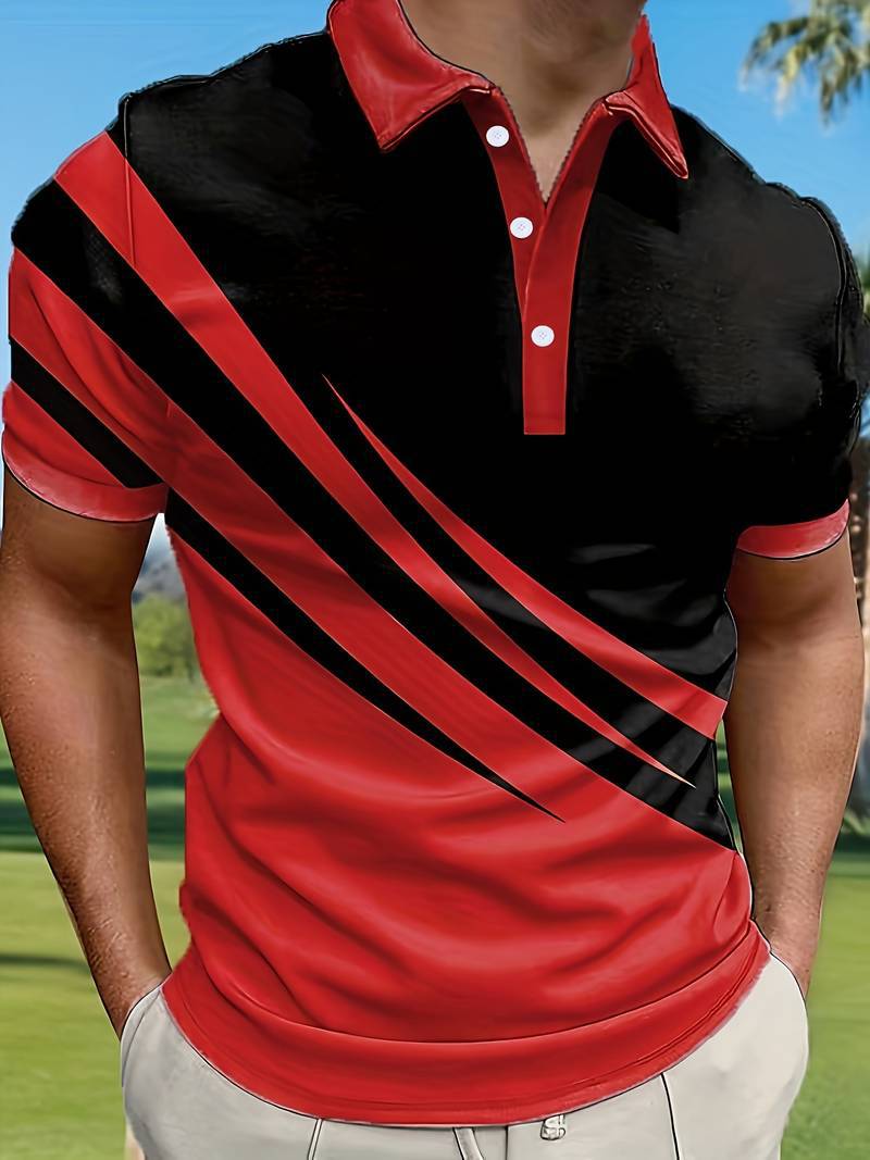 🔥👔【S-6XL】Nova poletna moška črtasta 3D-tiskana POLO majica
