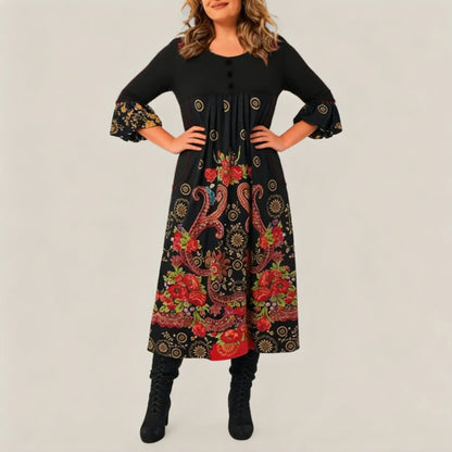 【S-5XL】👗Nowa, jesienna i zimowa sukienka na co dzień z długimi rękawami i nadrukiem w stylu retro