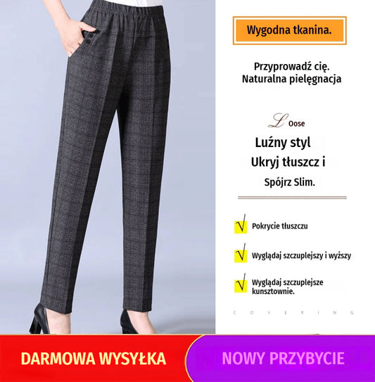 🏆🔥【45-90 KG】Nowe damskie spodnie z wysokim stanem i prostymi nogawkami, idealne na jesień i zimę