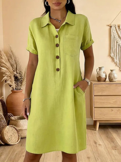 ⏳ Időkorlátos akció! ⏰🍋【S-3XL】Női pamut ruha zsebekkel