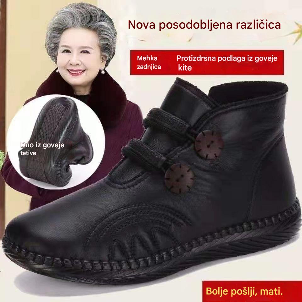 💥【Časovno omejena ponudba】【Velikosti 35-40】Odebeljeni topli ženski čevlji iz pravega usnja, bombaža, nedrseči, ročno izdelani jesenski in zimski čevlji