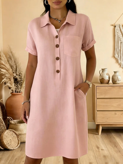 ⏳ Időkorlátos akció! ⏰🍋【S-3XL】Női pamut ruha zsebekkel