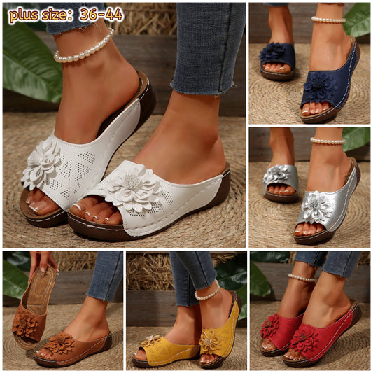 【36-44】Poletni novi ženski mehki usnjeni sandali in copati z debelim dnom velike velikosti
