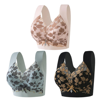 🔥🥰【Tridelni paket】Modrček z čipko za večje velikosti M-4XL, brez jeklenih obročkov, razkošen in lep hrbet, seksi dihajoč brezšivni modrček 【40~100 kg】