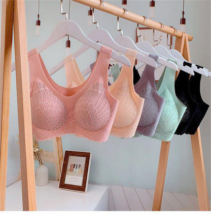 🔥【Pakiet 3】Piękny koronkowy biustonosz bez fiszbin z jedwabiu lodowego