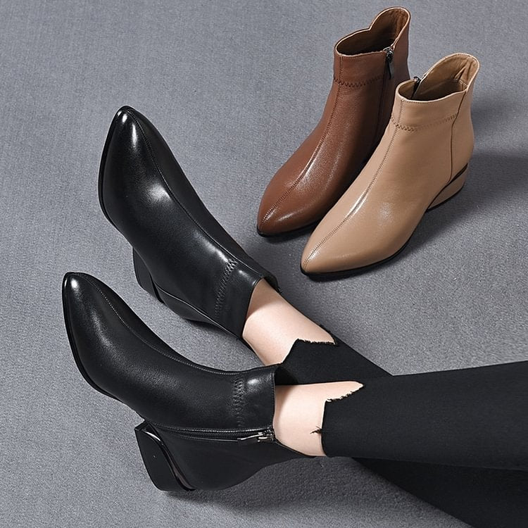 🔥 50% zniżki – Nowe botki na średnim obcasie z bocznym zamkiem błyskawicznym