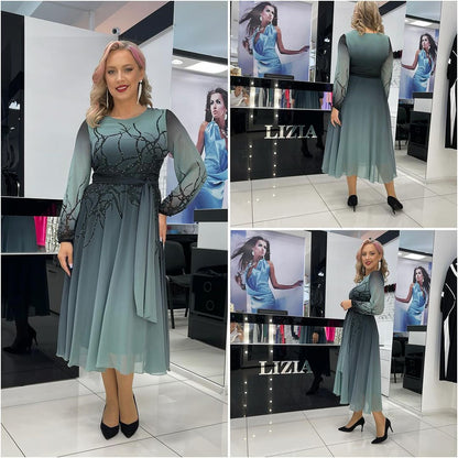 👗✨【S-5XL】🔥Luksuzno krilo iz šifona, obarvano z kamenčki🔥Primerno za formalne priložnosti