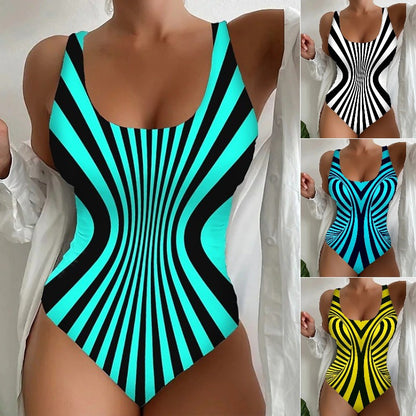 🌴👙enodelne kopalke s črtastim vzorcem