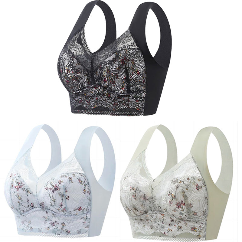 【Paket 3 kosov】💕🎁Brezšivni modrček iz ledene svile, velik, zračen in nastavljiv 【40 kg–100 kg】