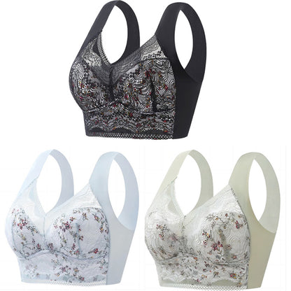 【Paket 3 kosov】💕🎁Brezšivni modrček iz ledene svile, velik, zračen in nastavljiv 【40 kg–100 kg】