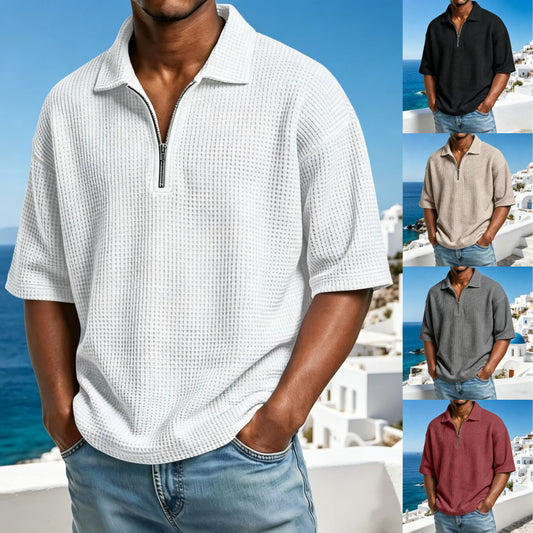 【S-4XL】Nowość Lato 2026: Męska koszulka polo z krótkim rękawem w jednolitym kolorze