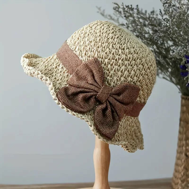 🎀🎀 Obniżka o 50% 👒 | Słomkowy kapelusz z retro kokardą – składany i przewiewny na lato