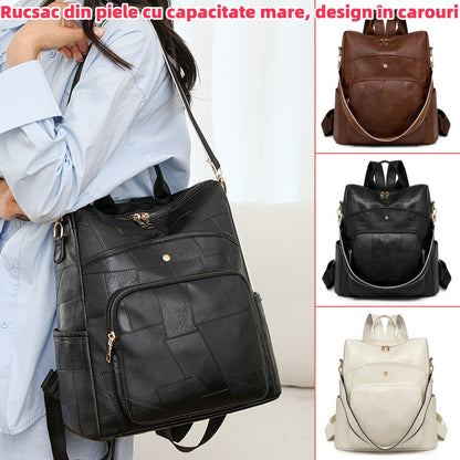 👛🌟Usnjen nahrbtnik velike prostornine, karo vzorec